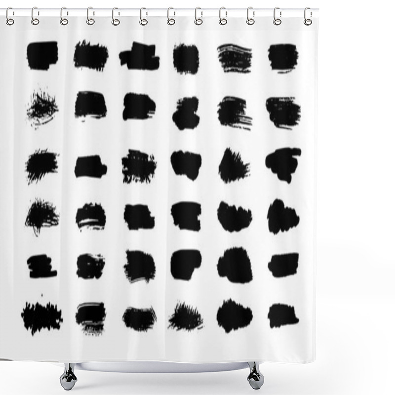 Personality  Grunge Black Brush Strokes, Paint Roller Elements. Set Of Hand Drawn Vector  Ink Splash Elements.  Shower Curtains