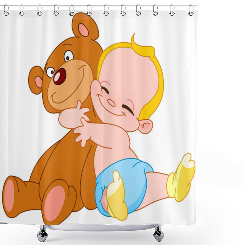 Personality  Baby Hug Bear Shower Curtains