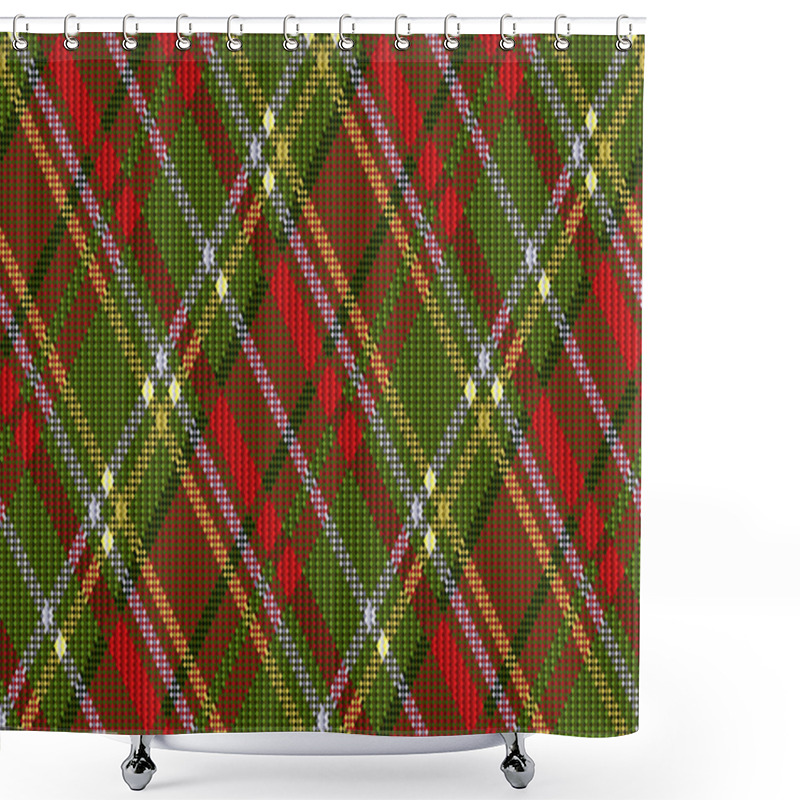 Personality  Rhombic Tartan Red And Green Seamless Texture Shower Curtains