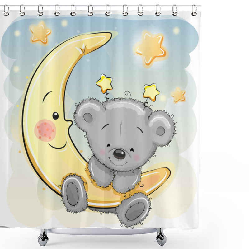 Personality  Teddy Bear On The Moon Shower Curtains