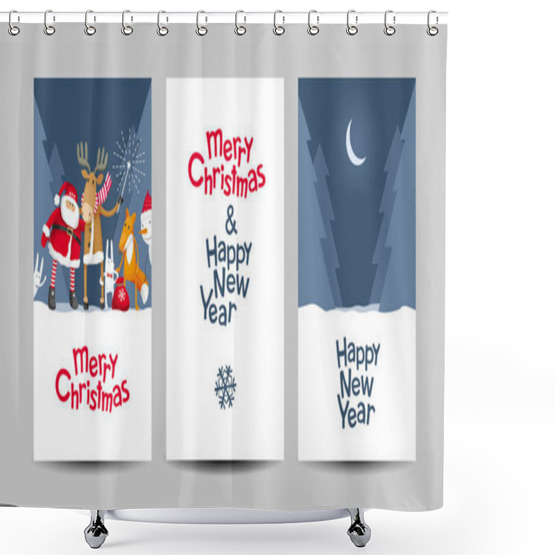 Personality  Merry Christmas Vector Lettering Design Template Shower Curtains