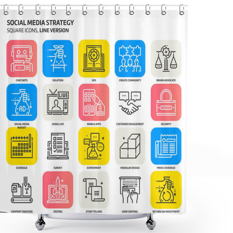 Personality  Social Media Strategy, Square Icon Set Shower Curtains