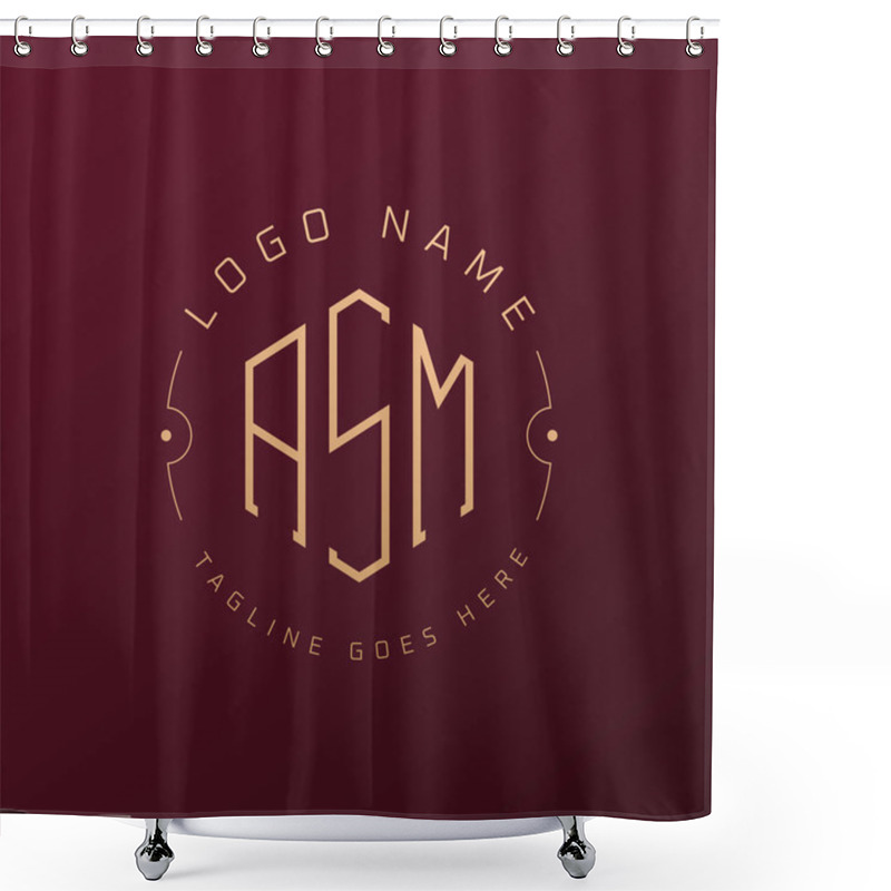 Personality  Luxury ASM Logo Design, Elegant Letter ASM Monogram Logo. Minimalist Polygon ASM Logo Design Template Shower Curtains