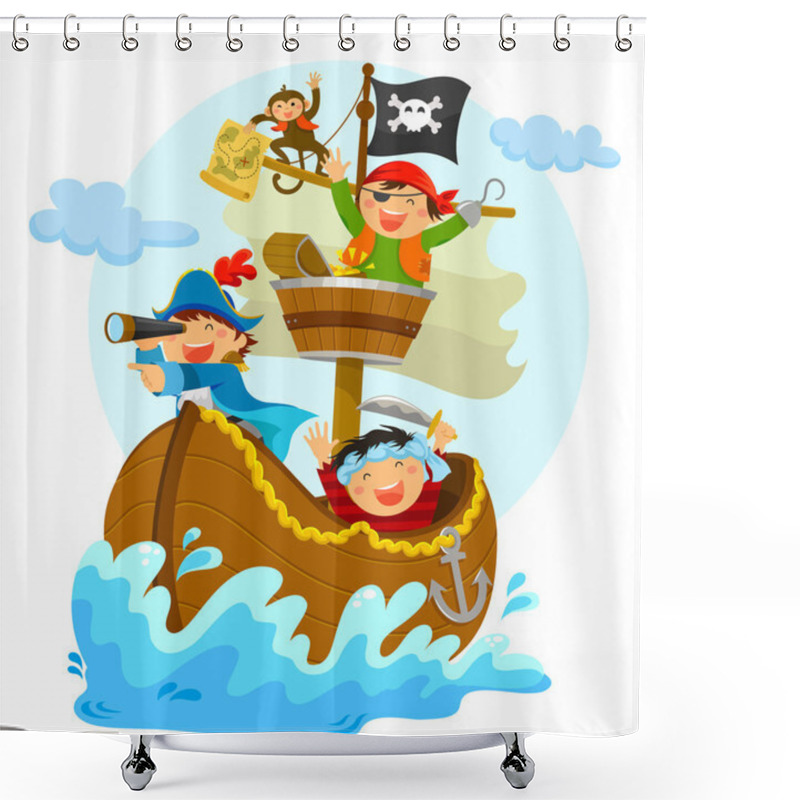 Personality  Happy Pirates Shower Curtains