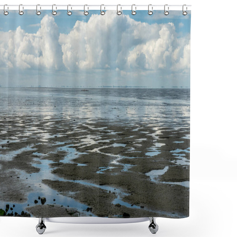 Personality  View On The Wadden Sea Of The North Sea At Low Tide Near Emden, Germany Shower Curtains