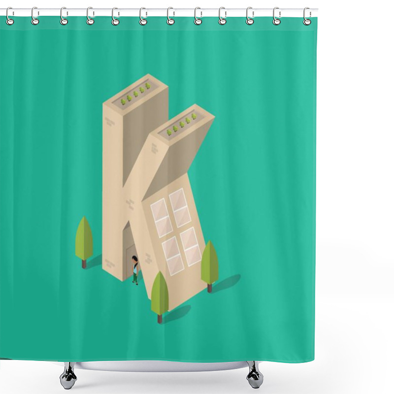 Personality  Isometric Building With Alphabet K Shower Curtains