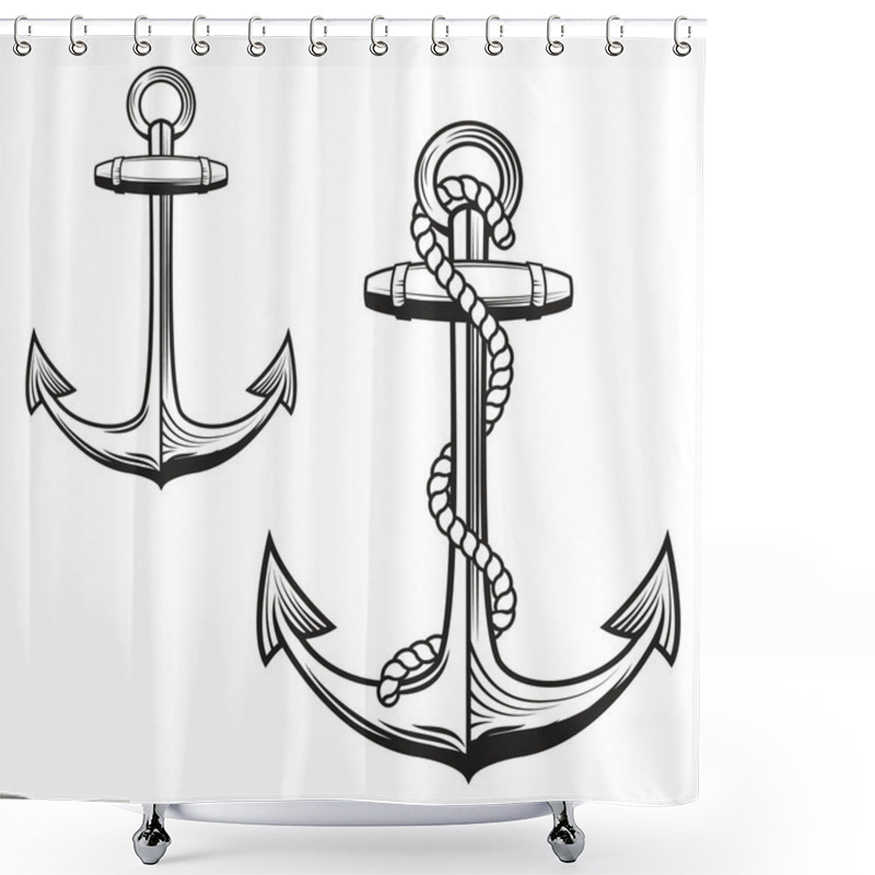 Personality  Anchors Monochrome Icons Shower Curtains