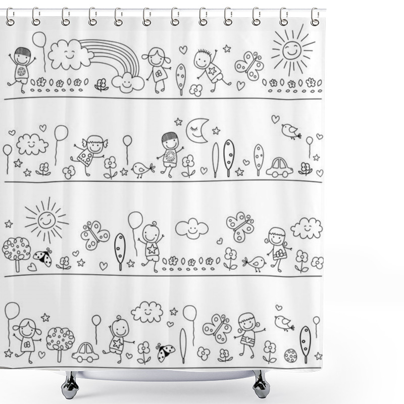 Personality  Black And White Pattern For Children  Shower Curtains