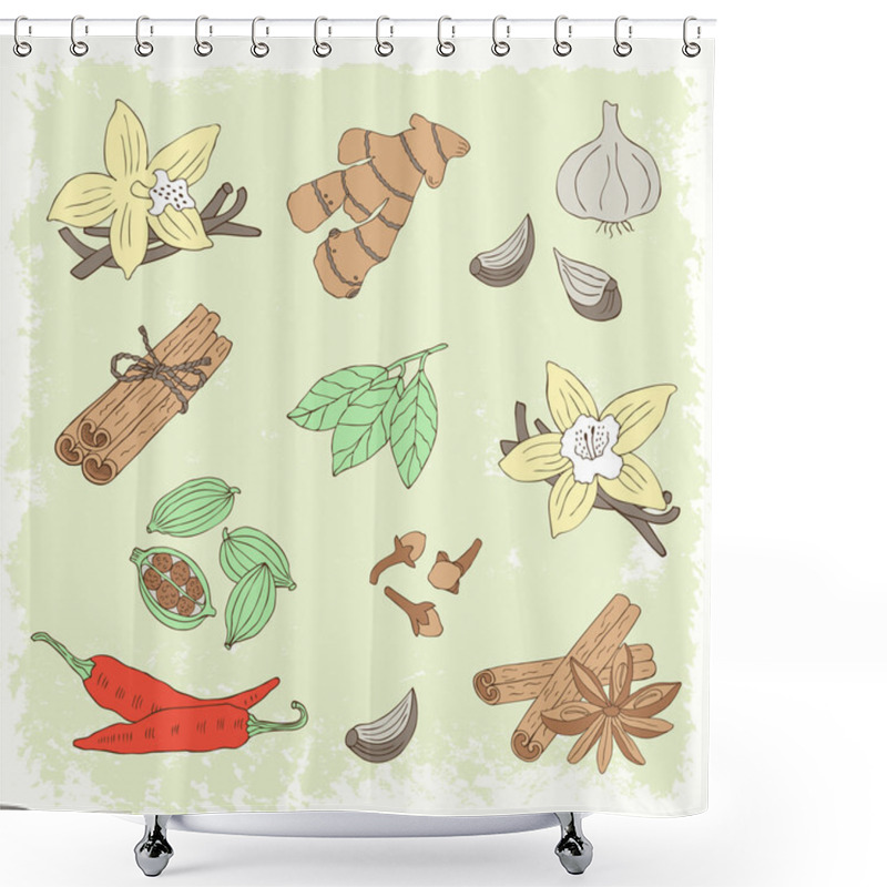 Personality  Hand Drawn Spice Set Shower Curtains