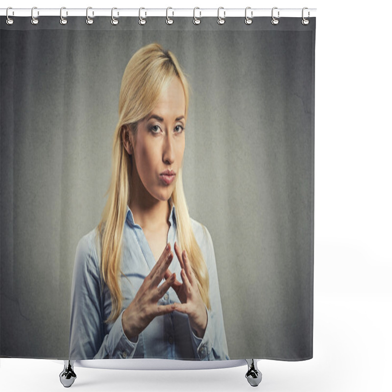 Personality  Sneaky, Sly, Scheming Young Woman Plotting Revenge Plan  Shower Curtains