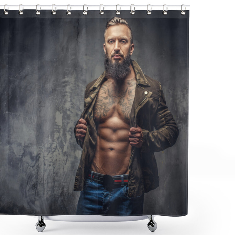 Personality  Modern Bearded Male In Casual Jacket Shower Curtains