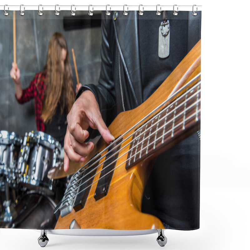 Personality  Man Playing Guitar Shower Curtains