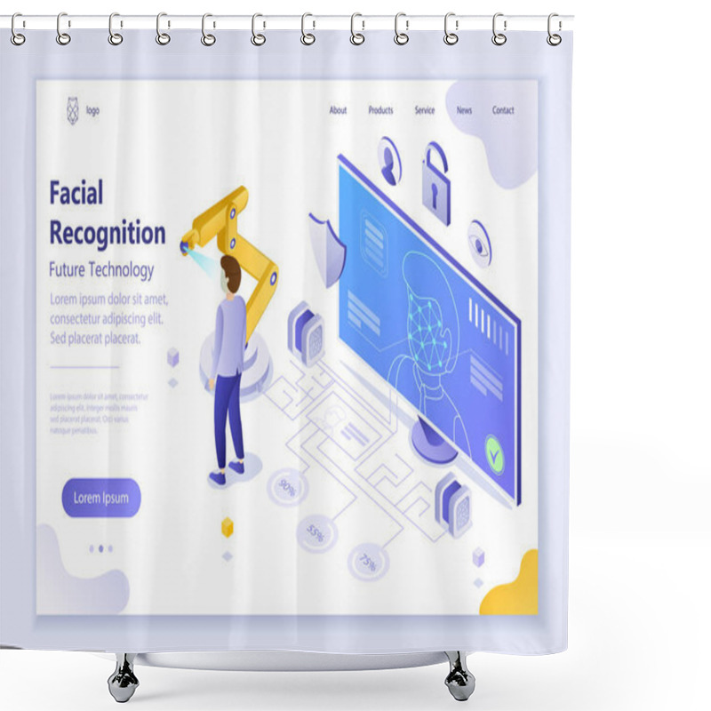 Personality  Future Technology - Facial Recognition, 3d Isometric Vector Illustration, For Graphic And Web Design Shower Curtains