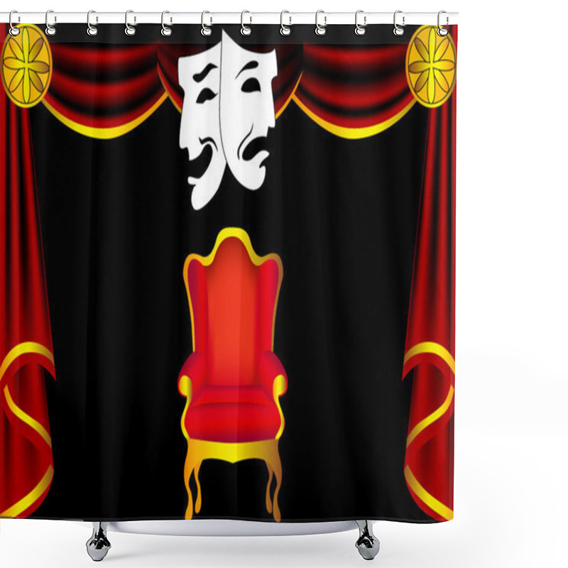 Personality  Scene Theater With Curtain By Chair And Mask Shower Curtains