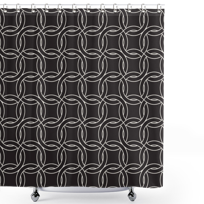 Personality  Vector Seamless Geometric Pattern. Stylish Abstract Background. Repeating Interwoven Chain Lines Design. Shower Curtains