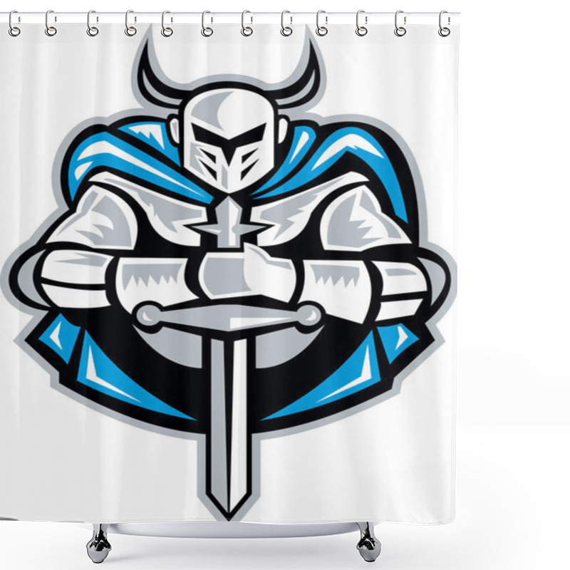 Personality  Knight With Sword And Cape Front Retro Shower Curtains