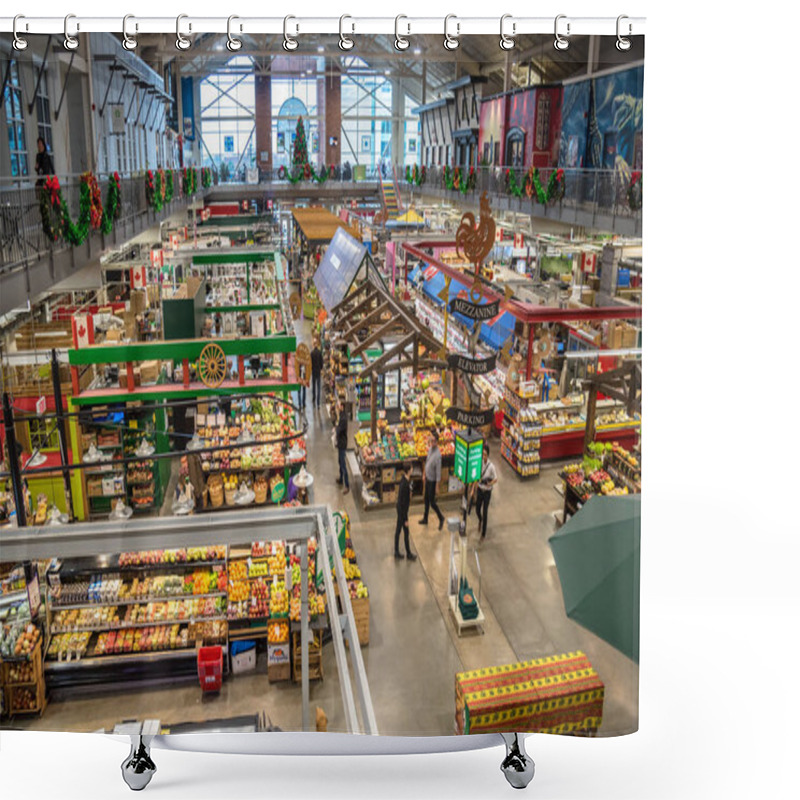 Personality  London, ON, Canada - November 13, 2017: Interior Of Covent Garden Market With Food Stalls And Restaurants. The Market Is A Centre Of Rural And Urban Exchange Where Wholesome, Farm-fresh Quality Can Be Found Each Day Of The Week. Shower Curtains