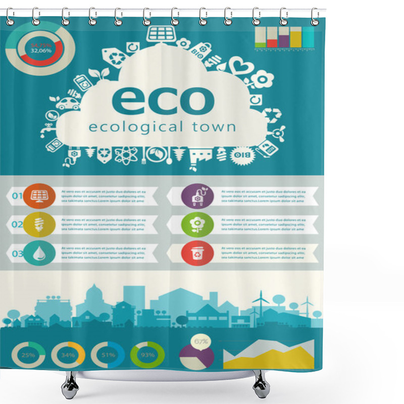 Personality  Eco Town Infographics Shower Curtains