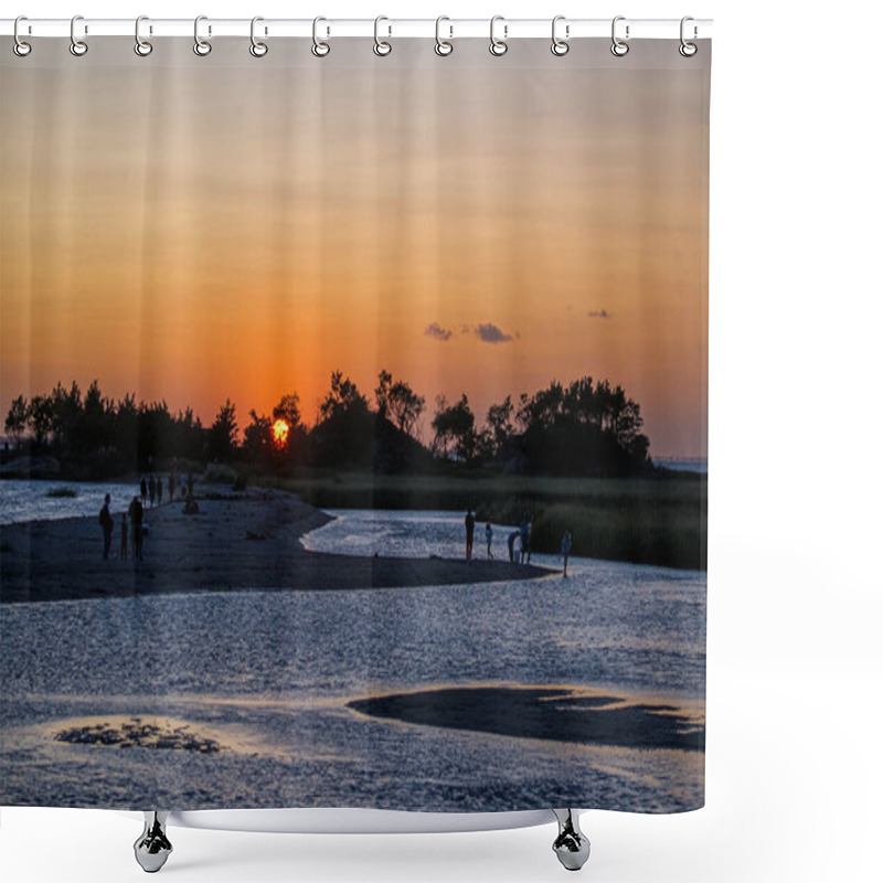 Personality  People Enjoy The Sunset On Sandy Hook Bay On A Late Summer Evening. Shower Curtains