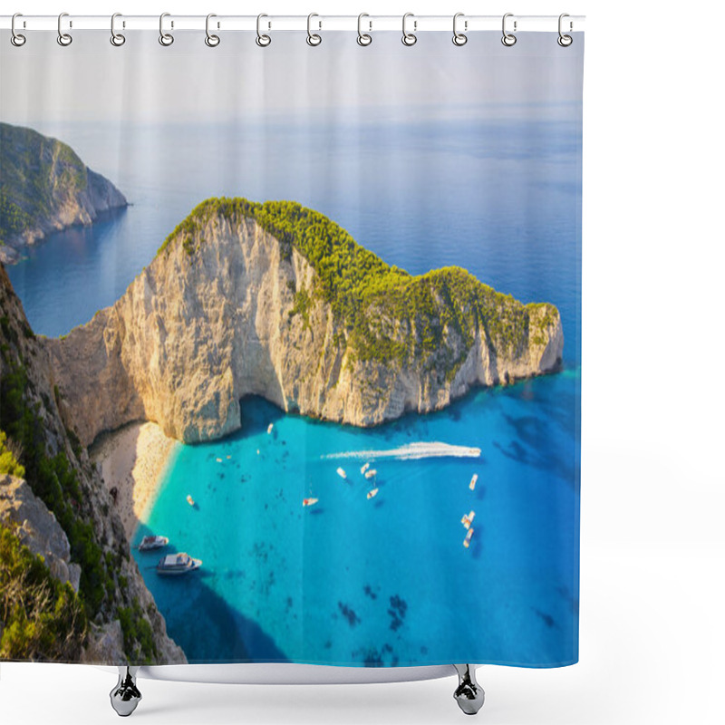 Personality  Navagio Beach On Zakynthos Island, Greece Shower Curtains