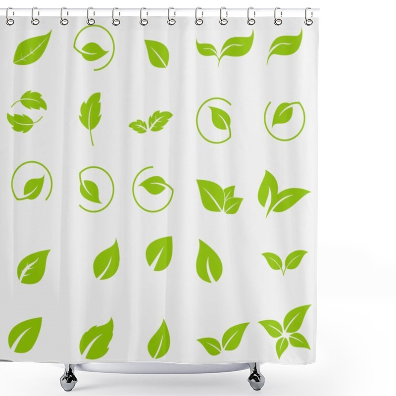 Personality  Vector Collection With Green Leaves In Flat Style For Icons And Graphic Design Shower Curtains