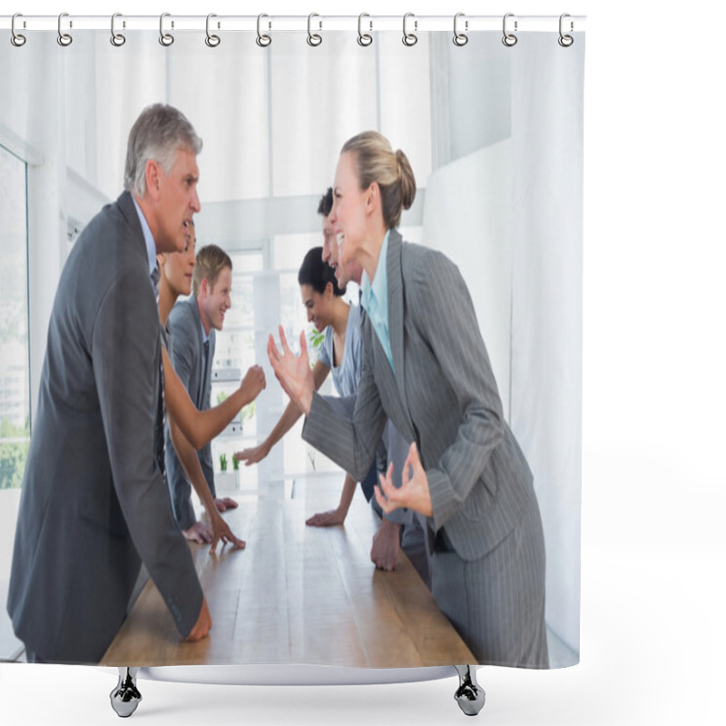 Personality  Irritated Business Team Arguing  Shower Curtains