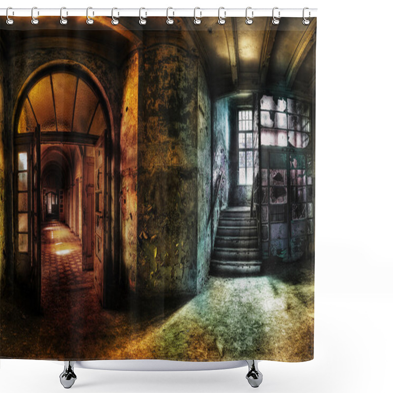 Personality  Abandoned Hallway Panorama Shower Curtains