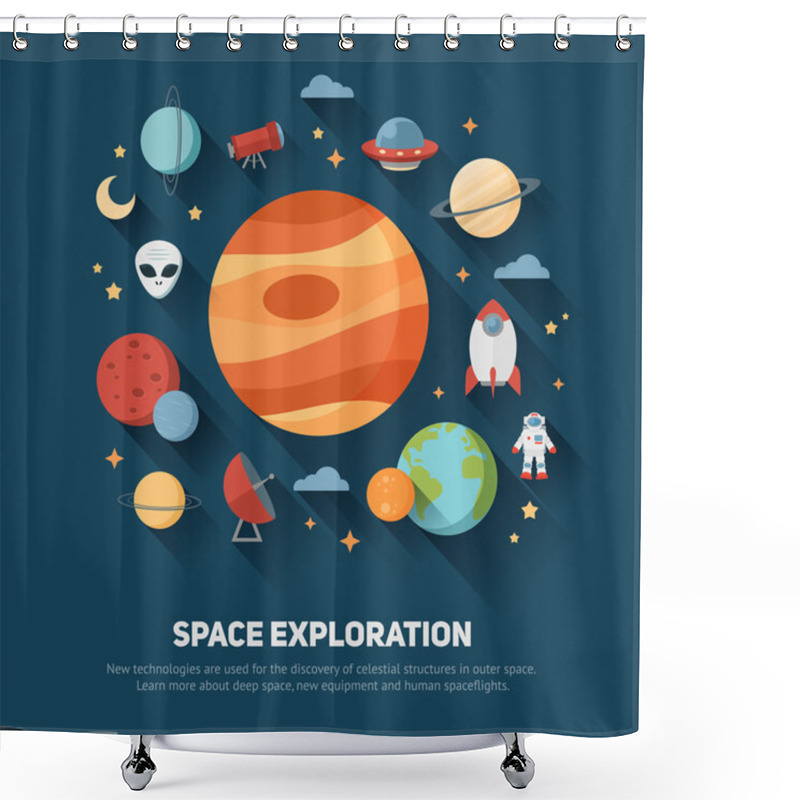 Personality  Space Theme Banners And Cards Shower Curtains