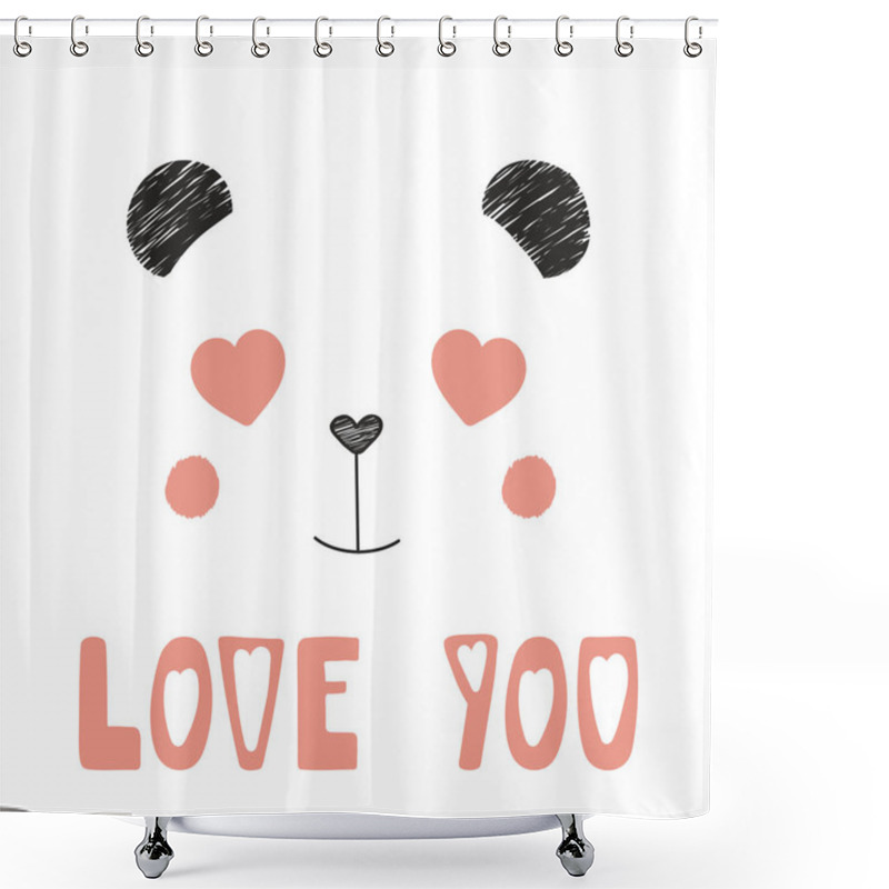 Personality  Cute Panda With Heart Shaped Eyes Shower Curtains