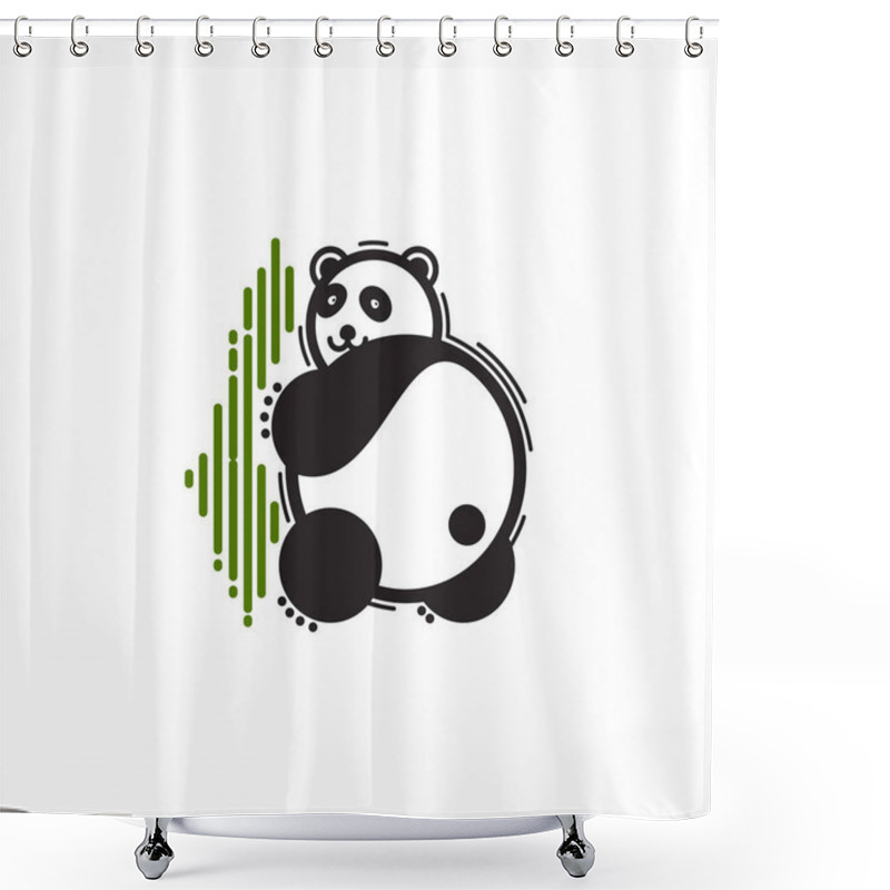 Personality  Logo Panda In The Bamboo. Vector Image. Shower Curtains