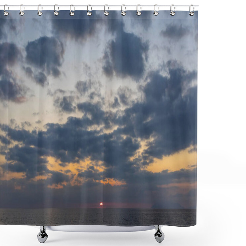 Personality  Sunset Over Tyrrhenian Sea In Milazzo Town, Sicily, Italy Shower Curtains