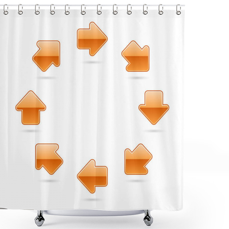 Personality  Orange Glossy Arrow Icon Web 2.0 Button Shower Curtains