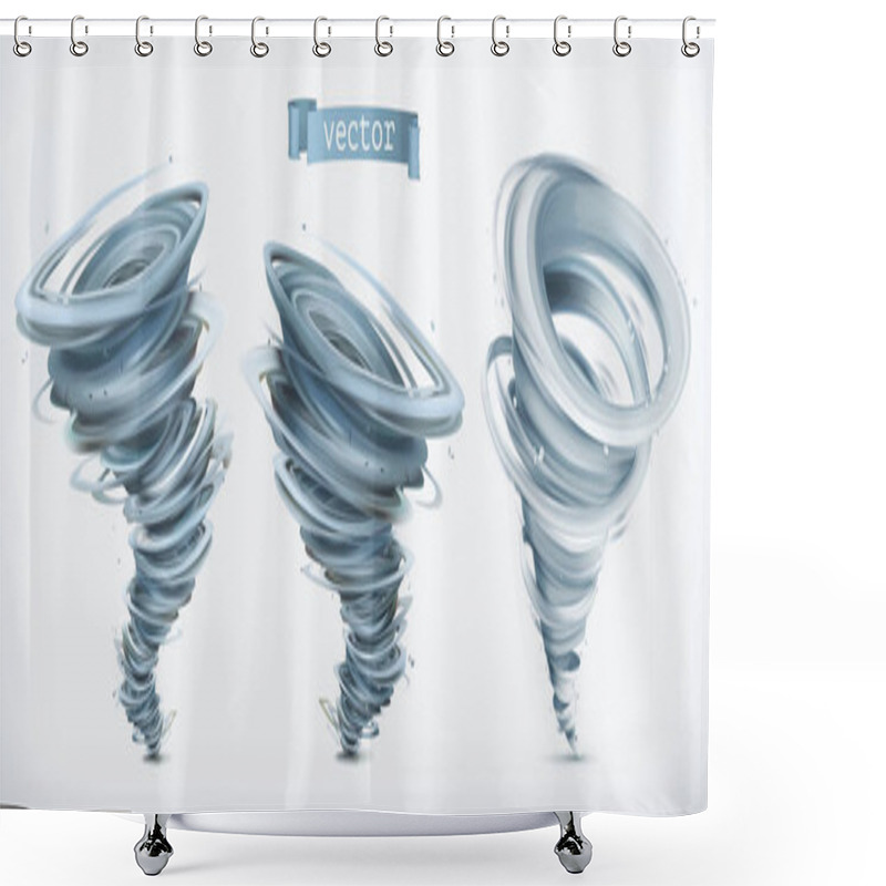 Personality  Tornado. 3d Vector Icon Set Shower Curtains