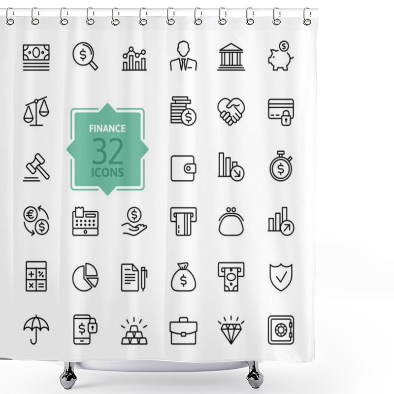 Personality  Outline Web Icons - Money, Finance, Payments Shower Curtains