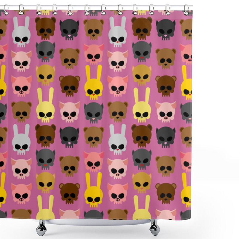 Personality  Cute Skulls Of Animals:  Rabbit And Cat, Bear And Pig. Seamless  Shower Curtains