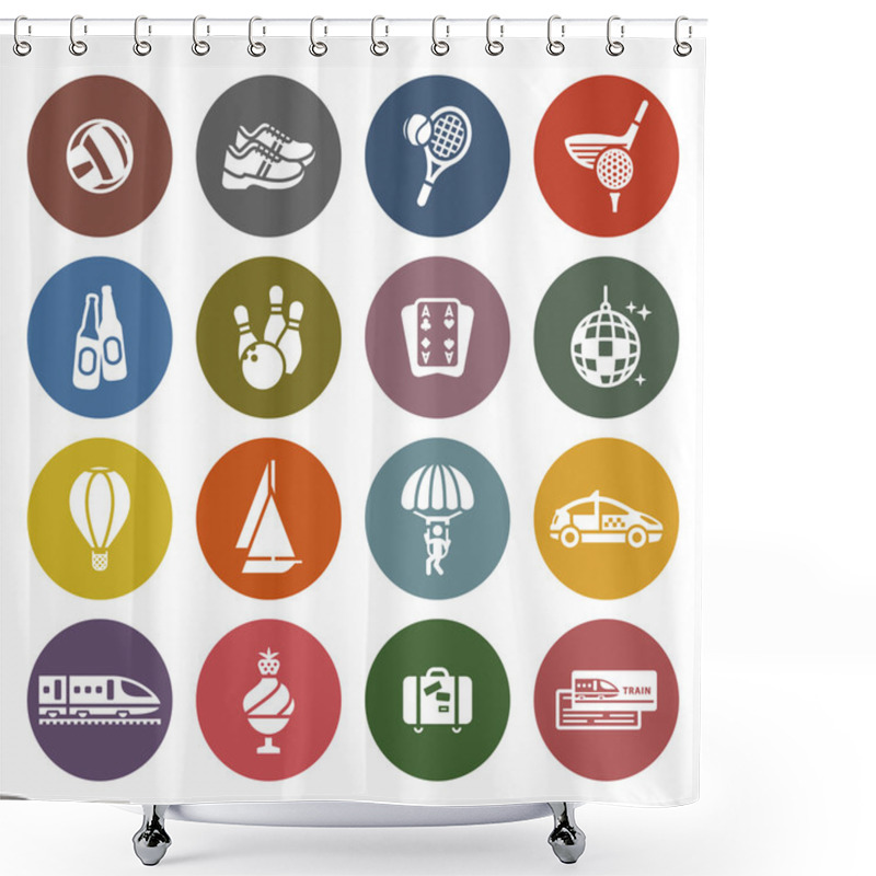 Personality  Recreation, Vacation & Travel, Icons Set Shower Curtains