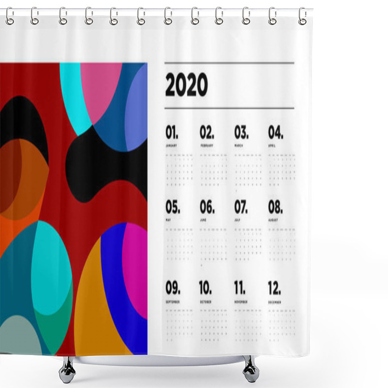 Personality  New Year Calendar With Abstract Motif, Simply Vector Illustration Shower Curtains