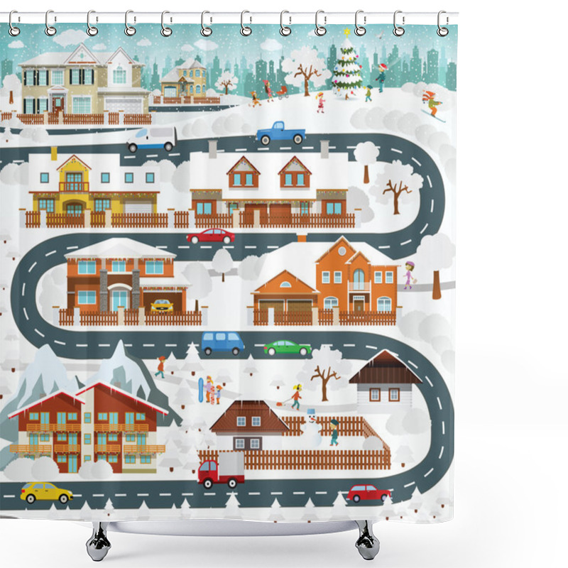 Personality  Life In The Suburbs - Winter Shower Curtains