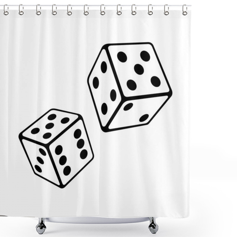 Personality  Two Dice Cubes On White Background. Vector Shower Curtains