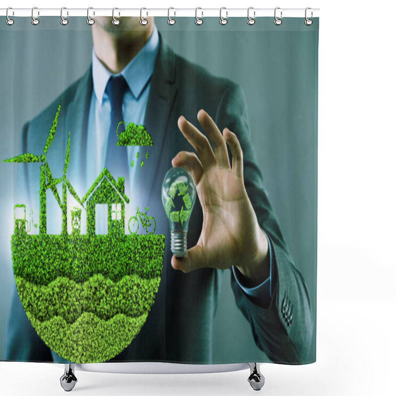 Personality  Businessman In Ecological Green Concept Shower Curtains