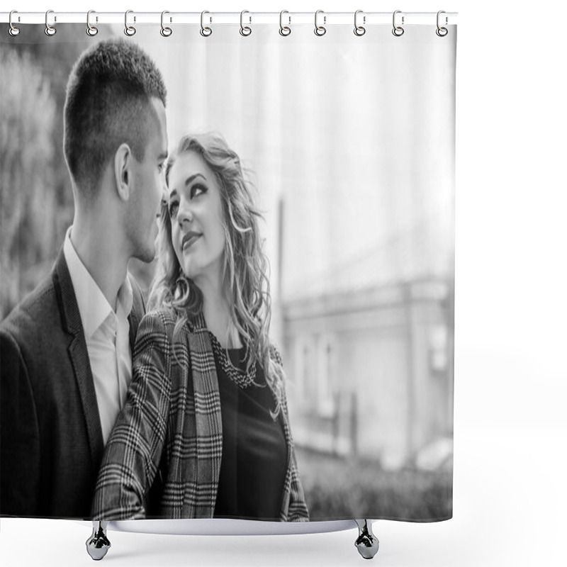 Personality   Woman Looking Lovely At Handsome Man Shower Curtains