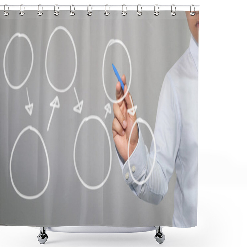 Personality  Hand Of Businessman Drawing Graphics A Symbols Geometric Shapes  Shower Curtains