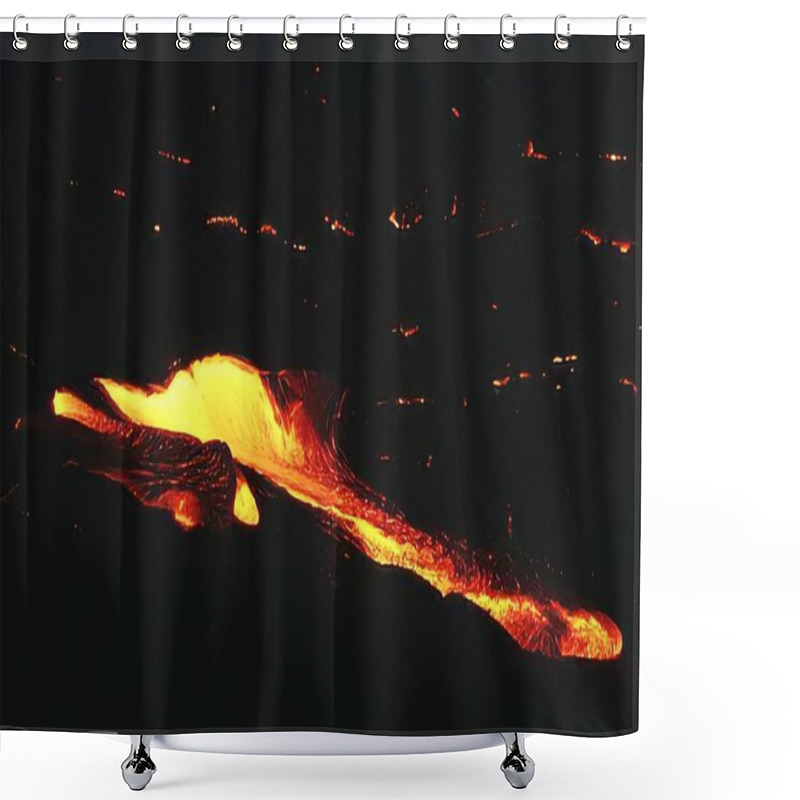 Personality  Molten Lava Flow With Intense Fire In Natural Background Shower Curtains