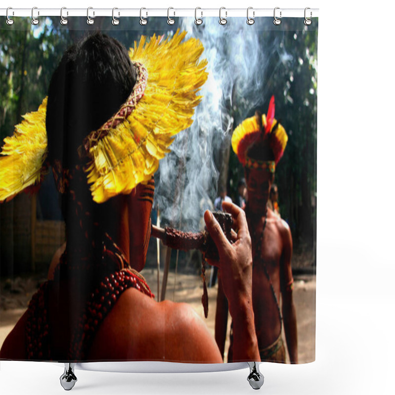 Personality  Porto Seguro, Bahia / Brazil - April 13, 2006: Pataxo Indians Are Seen In The Jaqueira Village In The City Of Porto Seguro, In Southern Bahia. Shower Curtains