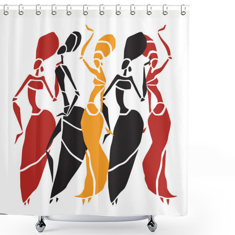 Personality  African Dancers Silhouette Set. Shower Curtains