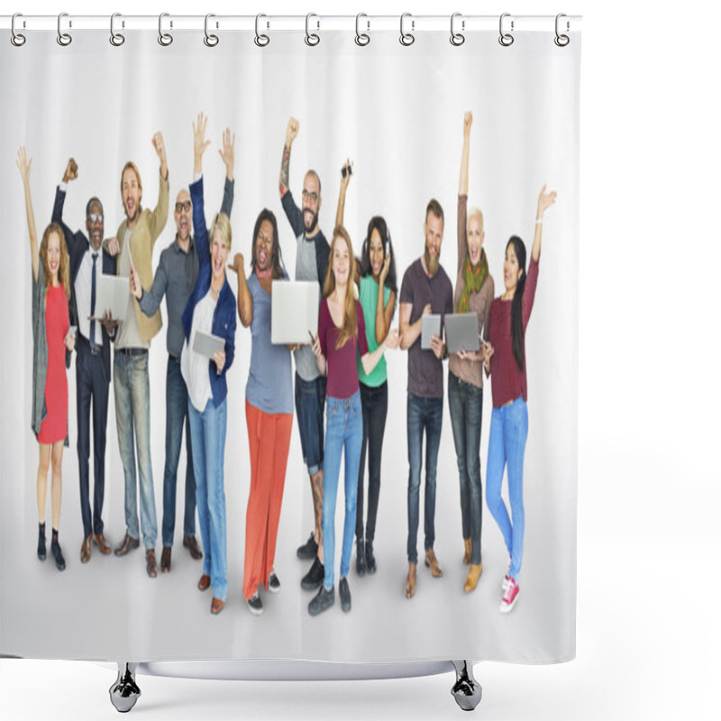 Personality  Diverse People With Digital Devices Shower Curtains