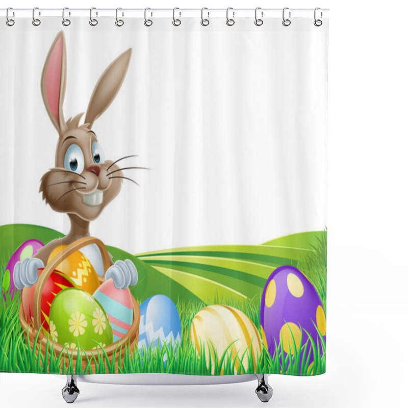 Personality  Easter Bunny And Hamper Shower Curtains