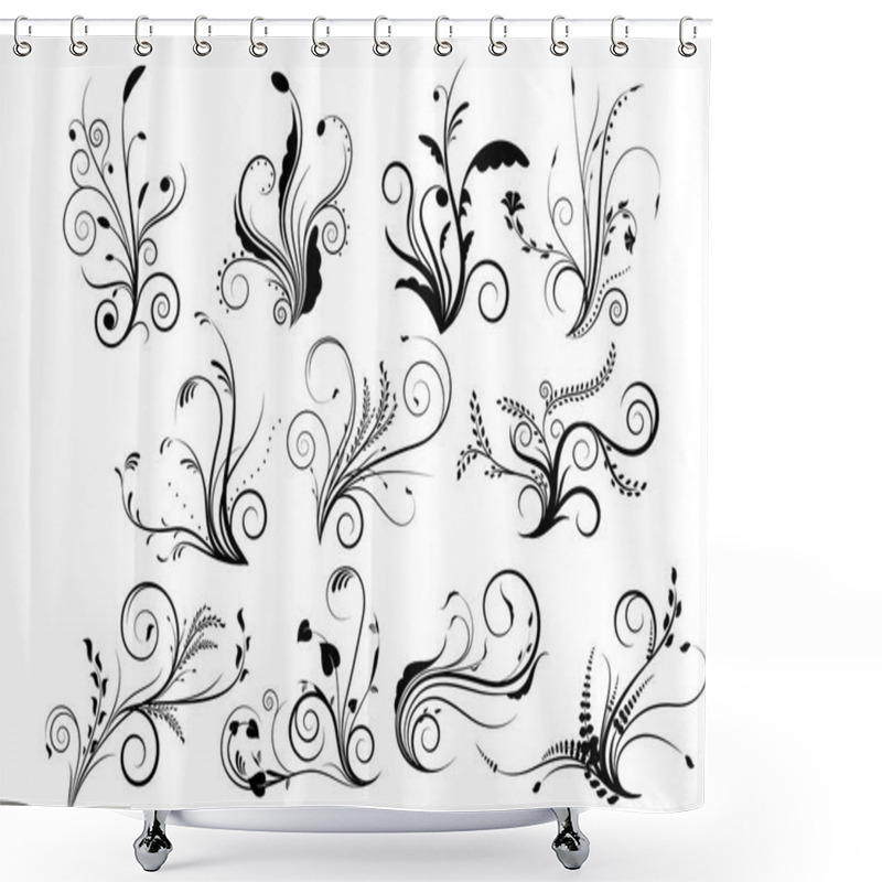 Personality  Floral Vector Set. Shower Curtains