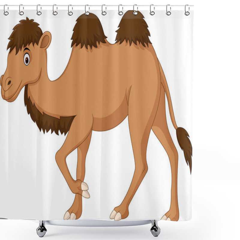 Personality  Cute Camel Cartoon Isolated On White Background Shower Curtains