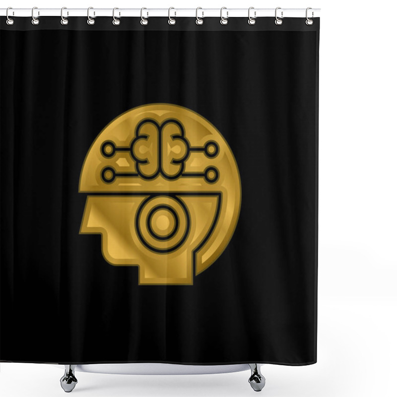 Personality  Brain Gold Plated Metalic Icon Or Logo Vector Shower Curtains